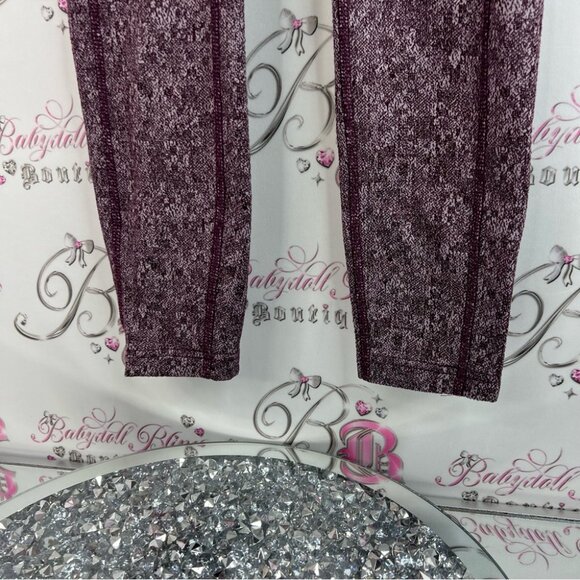 Mondetta tights leggings heathered Textured Purple pink Leggings pants - Picture 3 of 8